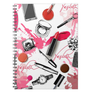 Hand-drawn makeup, vintage graphic pattern. notebook