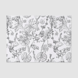 Hand Drawn Mallow Medicinal Cosmetic Wildflower Ti Tissue Paper