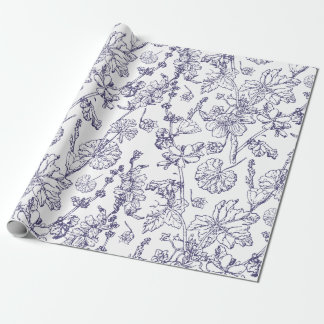 Hand Drawn Mallow Medicinal Cosmetic Wildflower Wr Wrapping Paper