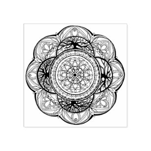 Hand drawn Mandala tree design Rubber Stamp