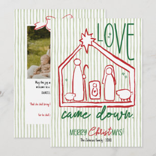 Hand Drawn Manger Scene Christian CHRISTmas Photo Holiday Card