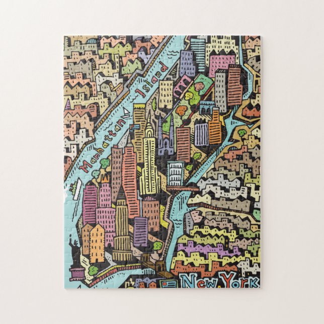Hand Drawn Map of New York City Jigsaw Puzzle (Vertical)
