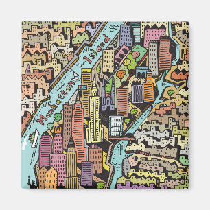 Hand Drawn Map of New York City Magnet