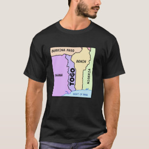 hand drawn map of Togo, names of Neighbouring Coun T-Shirt