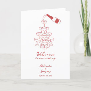 Hand Drawn Maroon Wedding Order of Service Program