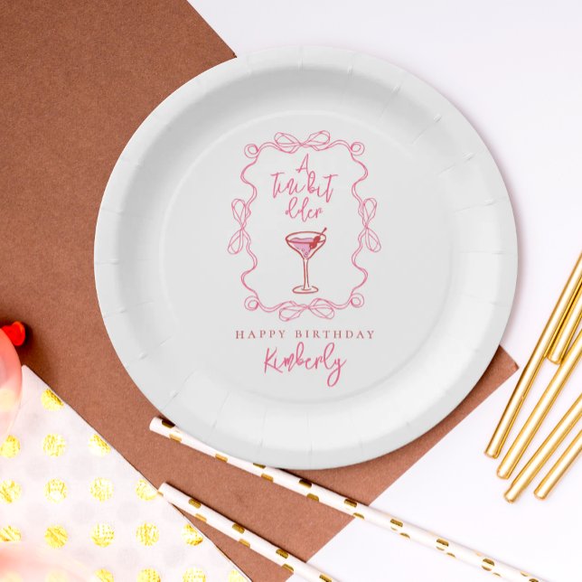 Hand Drawn Martini A Tiny Bit Older Birthday Party Paper Plate (Creator Uploaded)