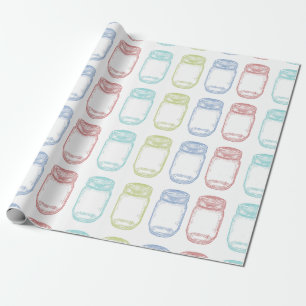 Hand drawn Mason Jar in 4 colours Wrapping Paper