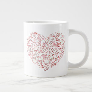 Hand Drawn Medial Doodle Logo Large Coffee Mug