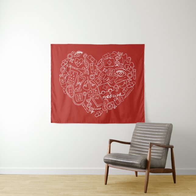 Hand Drawn Medial Doodle Logo Tapestry (In Situ (Horizontal))