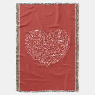 Hand Drawn Medial Doodle Logo Throw Blanket