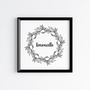 Hand-Drawn Mediterranean Lemon Wreath Art Poster