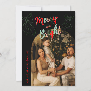 Hand Drawn Merry and Bright Arch Photo Christmas Holiday Card
