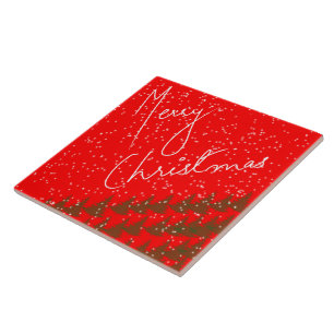 Hand-Drawn Merry Christmas Ceramic Tile