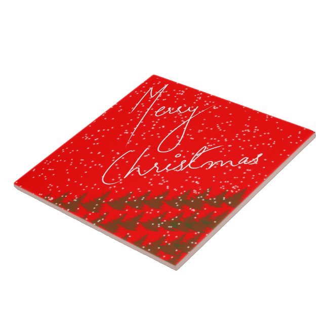 Hand-Drawn Merry Christmas Ceramic Tile (Side)