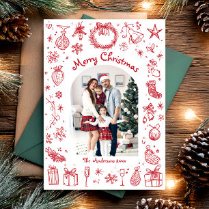 Hand Drawn Merry Christmas Holiday Card