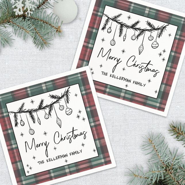 Hand Drawn Merry Christmas Party Napkin (Hand Drawn Merry Christmas Party Napkins)