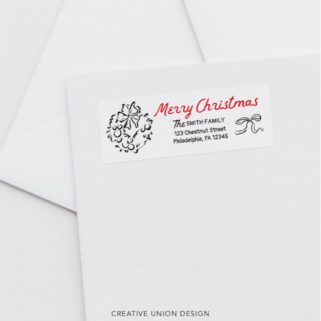 Hand Drawn Merry Christmas Return Address Label (Creator Uploaded)