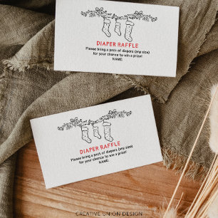 Hand Drawn Merry Little Baby Diaper Raffle Enclosure Card