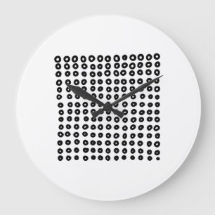 Hand Drawn Minimal Geometric Circle Black White Large Clock