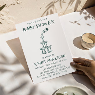 Hand Drawn Minimalist Baby Shower Party Invitation