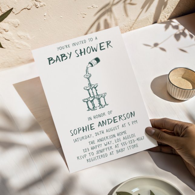 Hand Drawn Minimalist Baby Shower Party  Invitation (Creator Uploaded)