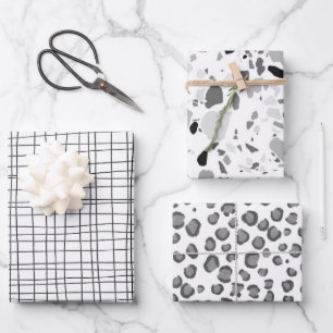 Hand Drawn Minimalist Black & White Variety Pack Wrapping Paper Sheet