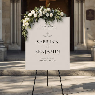 Hand Drawn Minimalist Christian Wedding Welcome  Poster