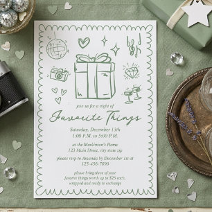 Hand Drawn Mint Green Favourite Things Party Invitation