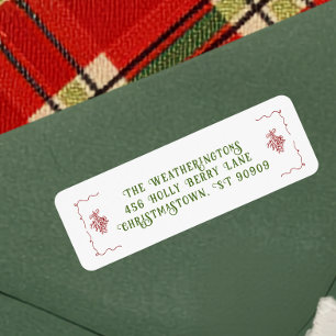 Hand Drawn Mistletoe Christmas Return Address Label
