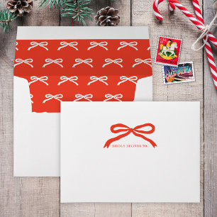 Hand-Drawn Modern Christmas Holiday Red Bow  Envelope