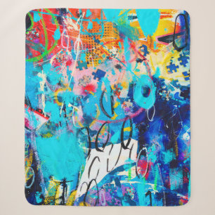 Hand drawn modern Multi Colored mixed media art c Sherpa Blanket