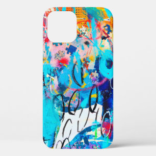  Hand drawn modern Multi Coloured mixed media art  iPhone 12 Case