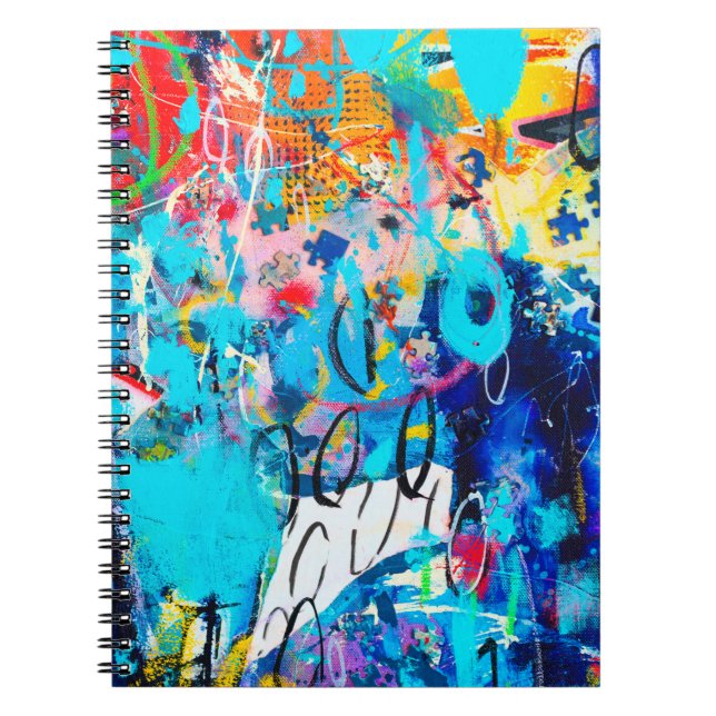  Hand drawn modern Multi Coloured mixed media art  Notebook (Front)