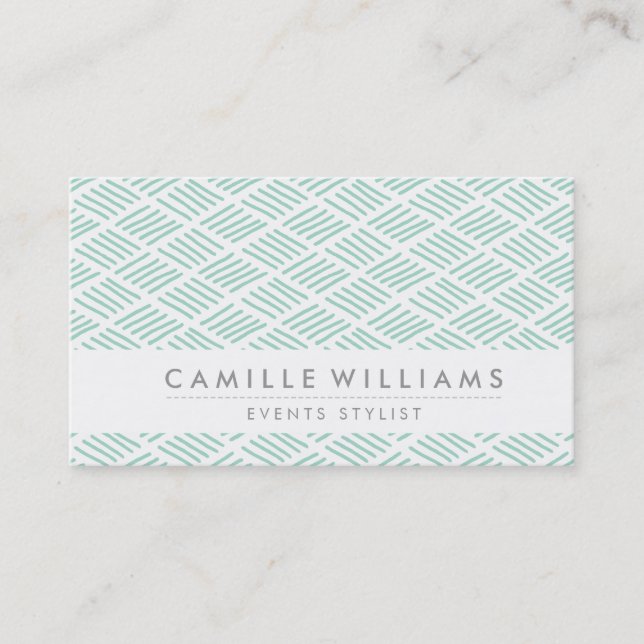 HAND DRAWN modern rustic print pattern mint green Business Card (Front)