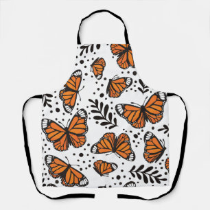 Hand-Drawn Monarch Butterfly Seamless Pattern Apron