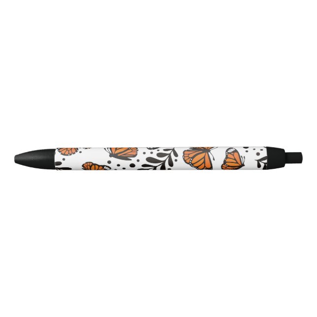 Hand-Drawn Monarch Butterfly Seamless Pattern Black Ink Pen (Front)