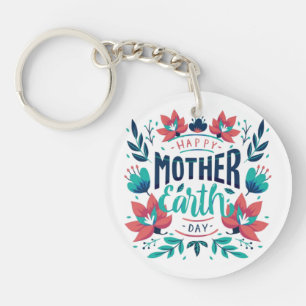 Hand Drawn Mother Earth Day Design-23184 Key Ring