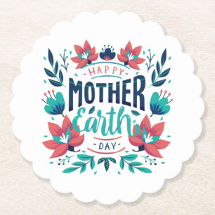 Hand Drawn Mother Earth Day Design-23184 Paper Coaster