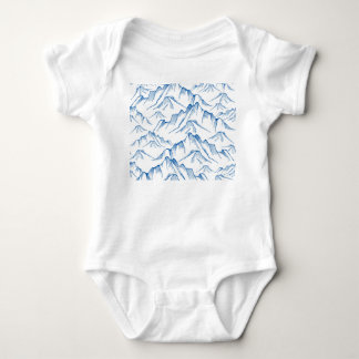 Hand-Drawn Mountain Landscape Pattern. Baby Bodysuit