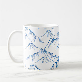 Hand-Drawn Mountain Landscape Pattern. Coffee Mug