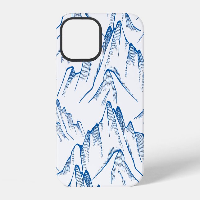 Hand-Drawn Mountain Landscape Pattern. iPhone Case (Back)