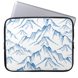 Hand-Drawn Mountain Landscape Pattern. Laptop Sleeve