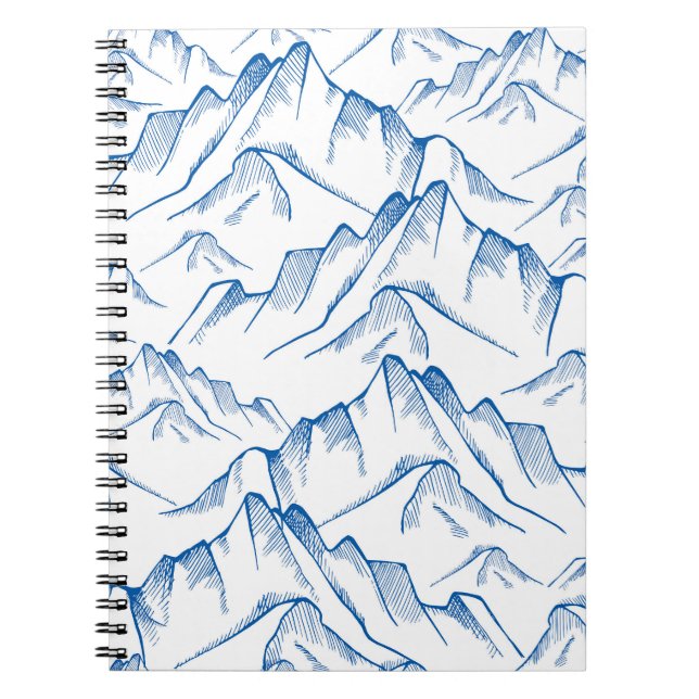 Hand-Drawn Mountain Landscape Pattern. Notebook (Front)