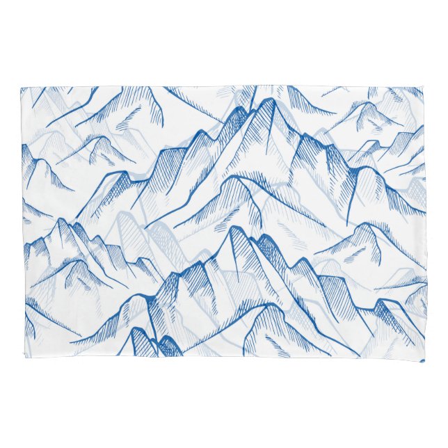 Hand-Drawn Mountain Landscape Pattern. Pillowcase (Front)