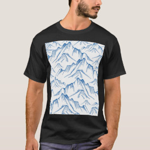 Hand-Drawn Mountain Landscape Pattern. T-Shirt