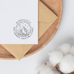 Hand-drawn Mountain Night Family Return Address Self-inking Stamp
