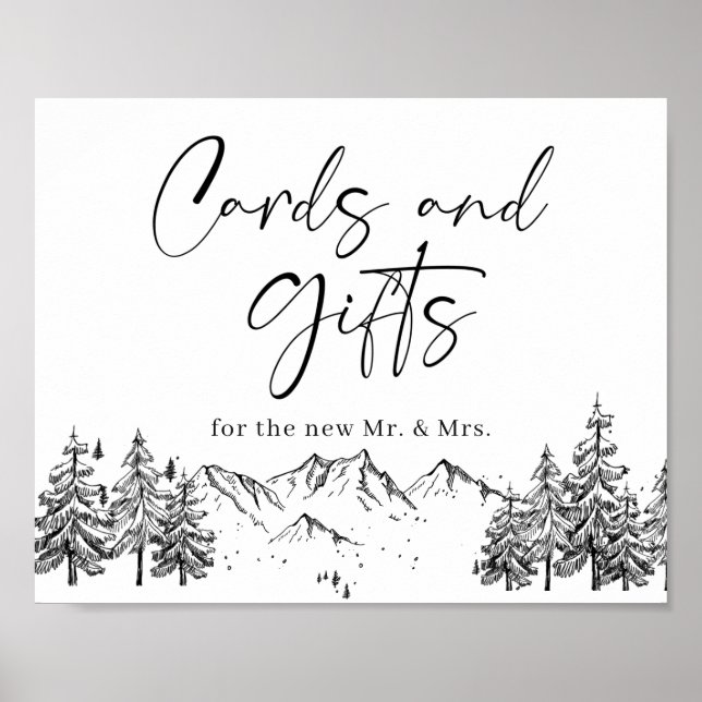 Hand Drawn Mountains Cards & Gifts Wedding Sign (Front)