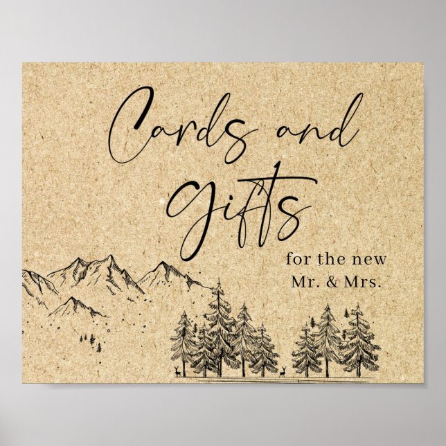 Hand Drawn Mountains Cards & Gifts Wedding Sign (Front)