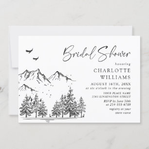 Hand Drawn Mountains Forest Bridal Shower Invitation
