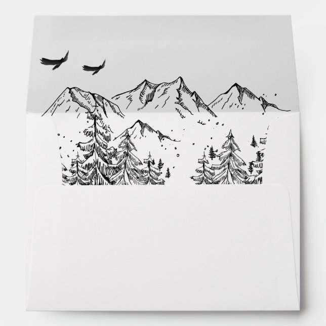 Hand Drawn Mountains Forest Envelope (Back (Bottom))